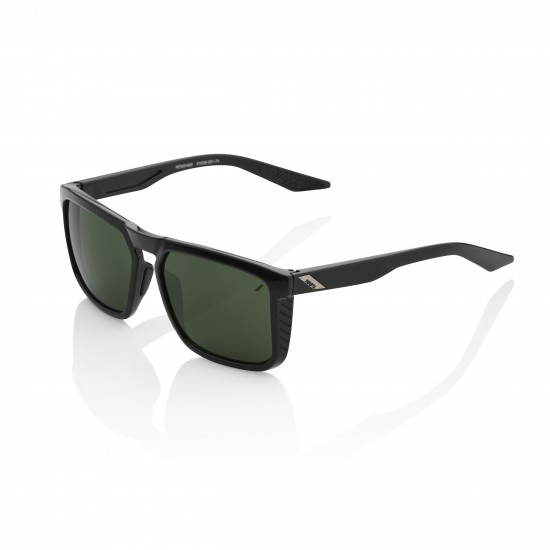 100% Renshaw Sunglasses - Gloss Black/Grey Green