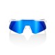 100% Speedcraft XS Sunglasses - Matte White/Blue Mirror