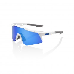 100% Speedcraft XS Sunglasses - Matte White/Blue Mirror