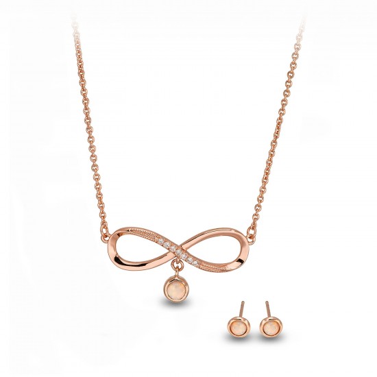 Wellington Jeweller - Infinity Solid Opal Necklace & OS Stud Earrings